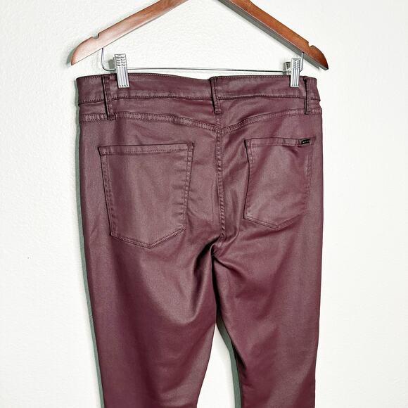 WHBM Curvy High Rise Burgundy Coated Skinny Pants‎ Jeans Women’s Size 12 - Picture 6 of 14